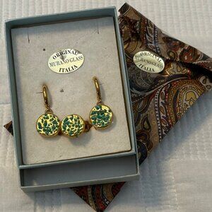 Murano glass earrings & ring, matching set